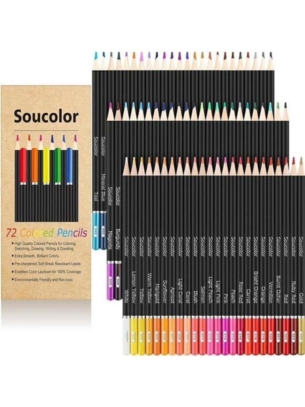 72-Color Colored Pencils for Adult Coloring Books Back to School Artist Sketchin